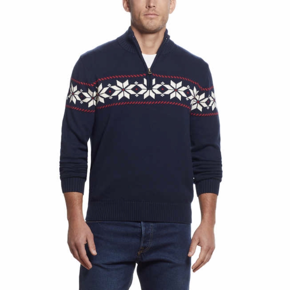 Weatherproof Vintage Men's 1/4 Zip Holiday Sweater